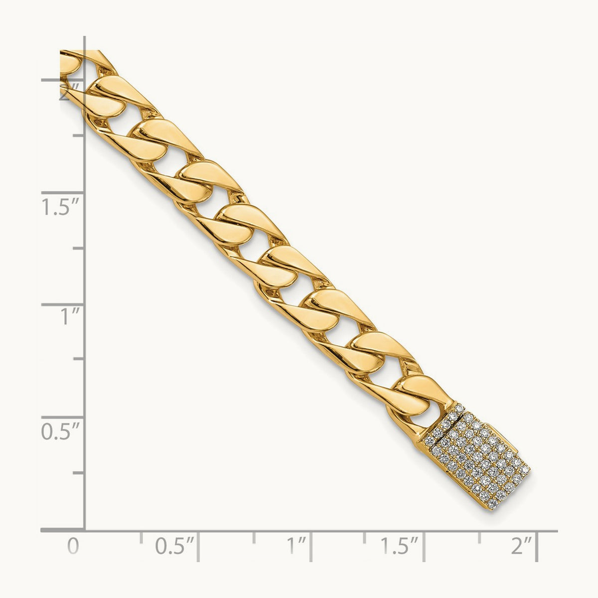 Hand-polished Fancy Link Diamond Clasp Bracelet — 6.5mm