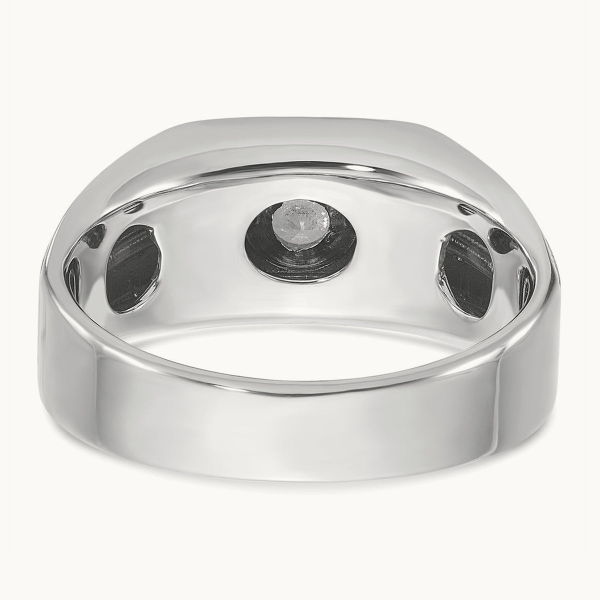 IBGoodman Men's Polished/Satin Diamond Complete Ring, 14K White Gold