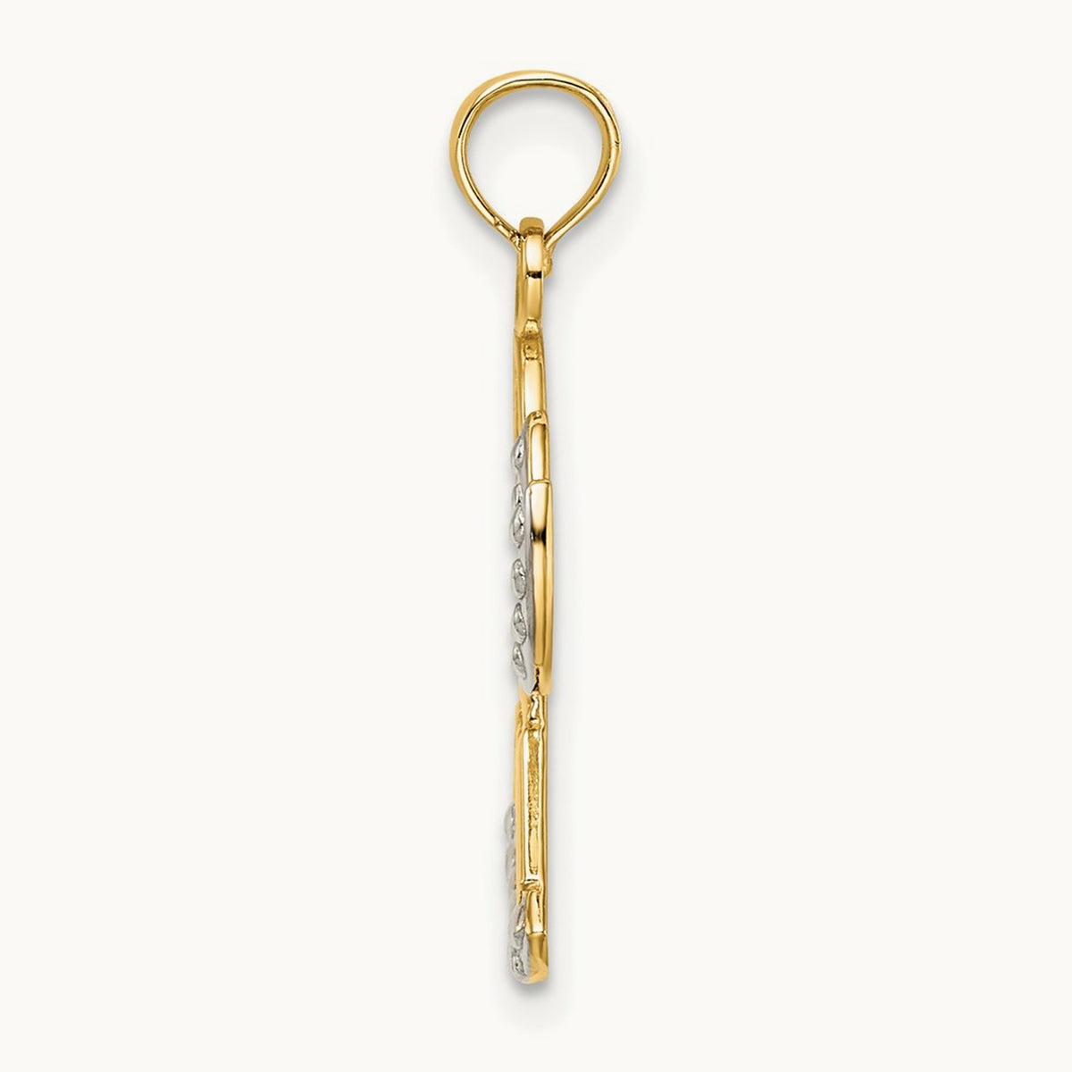 w/Rhodium Polished and Textured Angel W/ Faith Charm, 14K