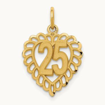 25 in a Heart Charm, 14K