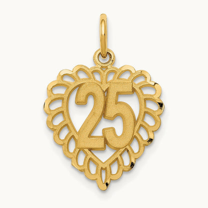 25 in a Heart Charm, 14K