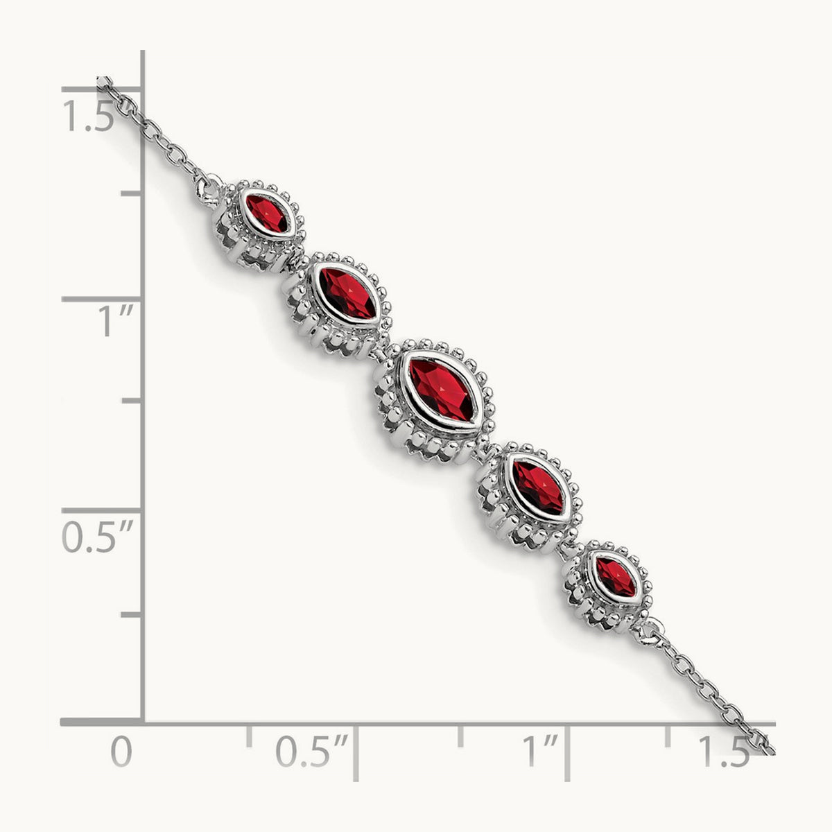 Marquise Garnet Bracelet — 14K White Gold