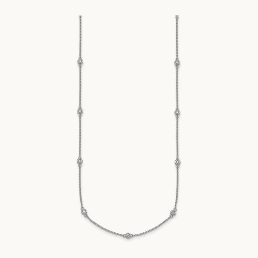 Diamond Station Cable Necklace, 14K White Gold
