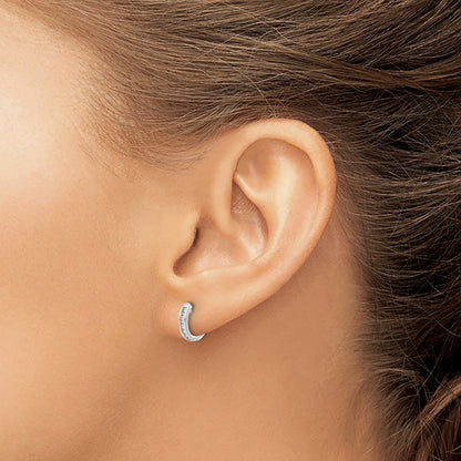 Polished Diamond Hinged Hoop Earrings — 14K White Gold