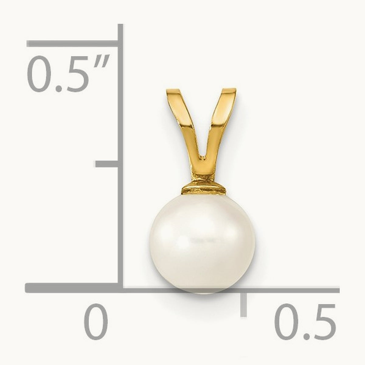 5- White Round Freshwater Cultured Pearl Pendant, 14K
