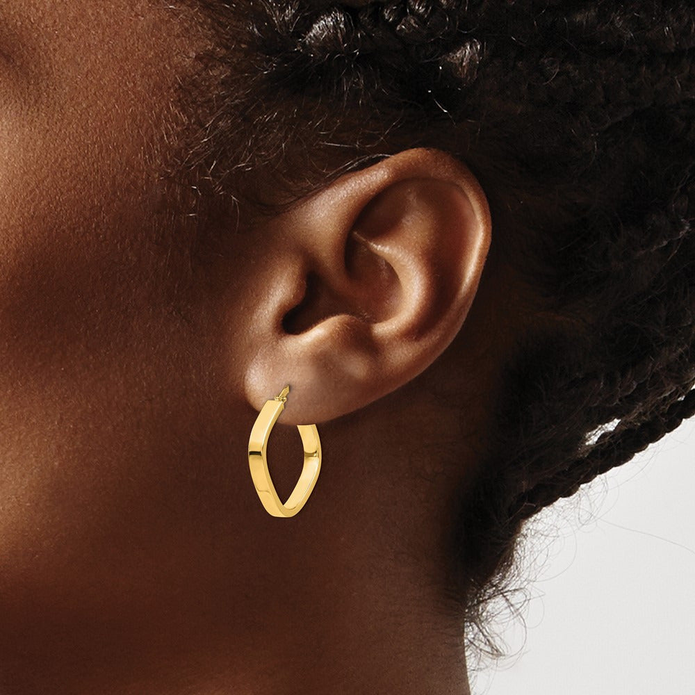 Flat Edge Square Hoop Earrings — 14K Yellow Gold