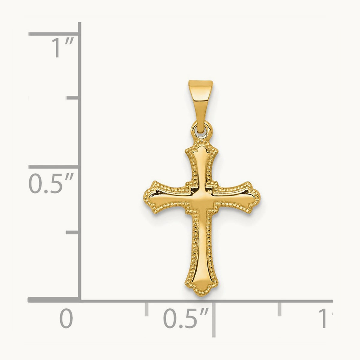 Budded Cross Charm — 14K Yellow Gold, 21mm