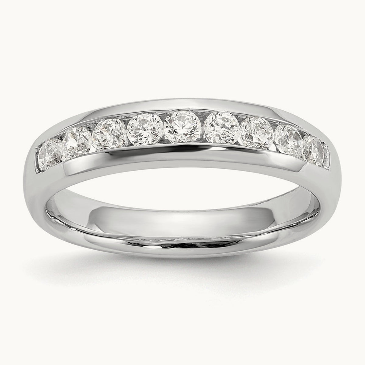 9-Stone Diamond Channel Band, 14K White Gold