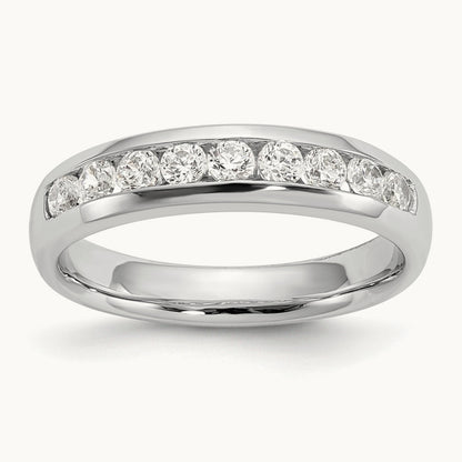 9-Stone Diamond Channel Band, 14K White Gold