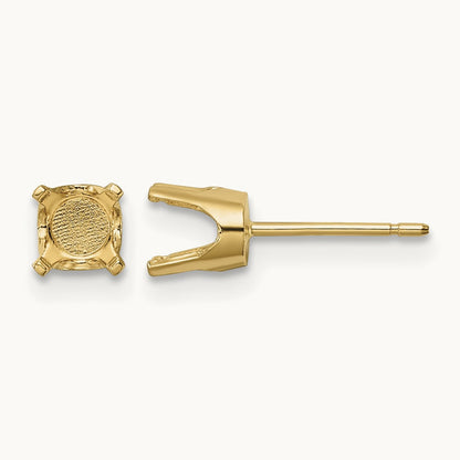 Round Stud Earring Mounting w/backs, 5.5mm, 14K