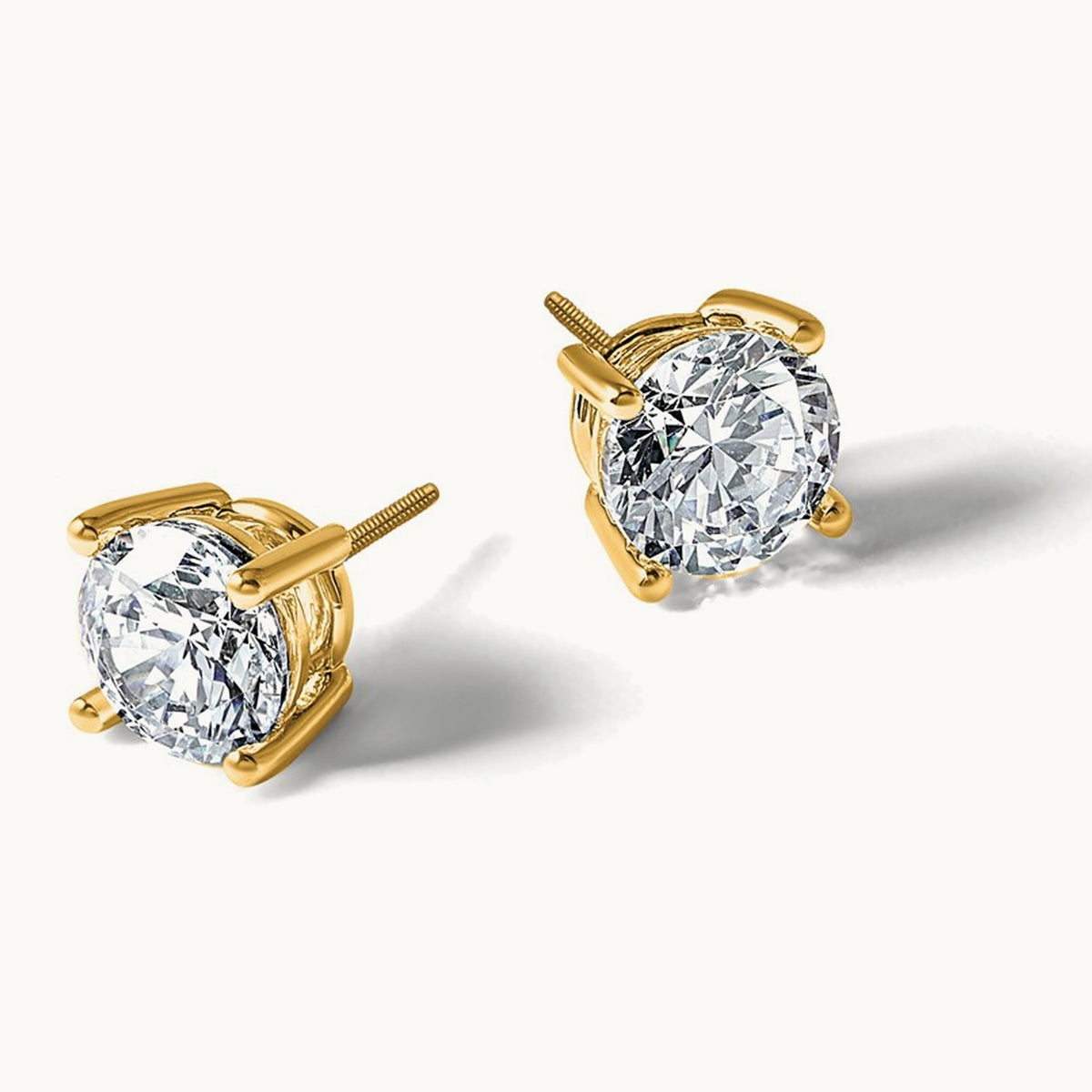 Round Heavyweight Stud Earrings, 0.10-7.00 ct tw Lab-Grown Diamond — 1 1/2 ct, VS (Best), screwback, 18K Yellow Gold
