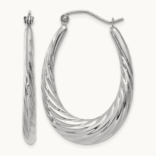 Polished and Textured Oval Hoop Earrings — photo set