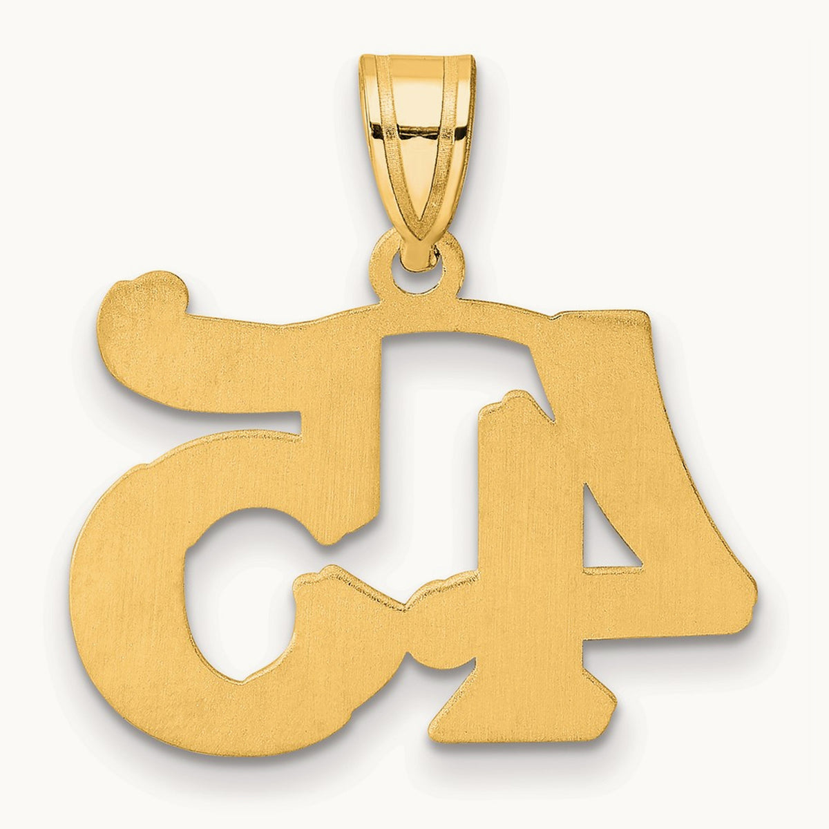 Polished Etched Number 45 Pendant, 14K