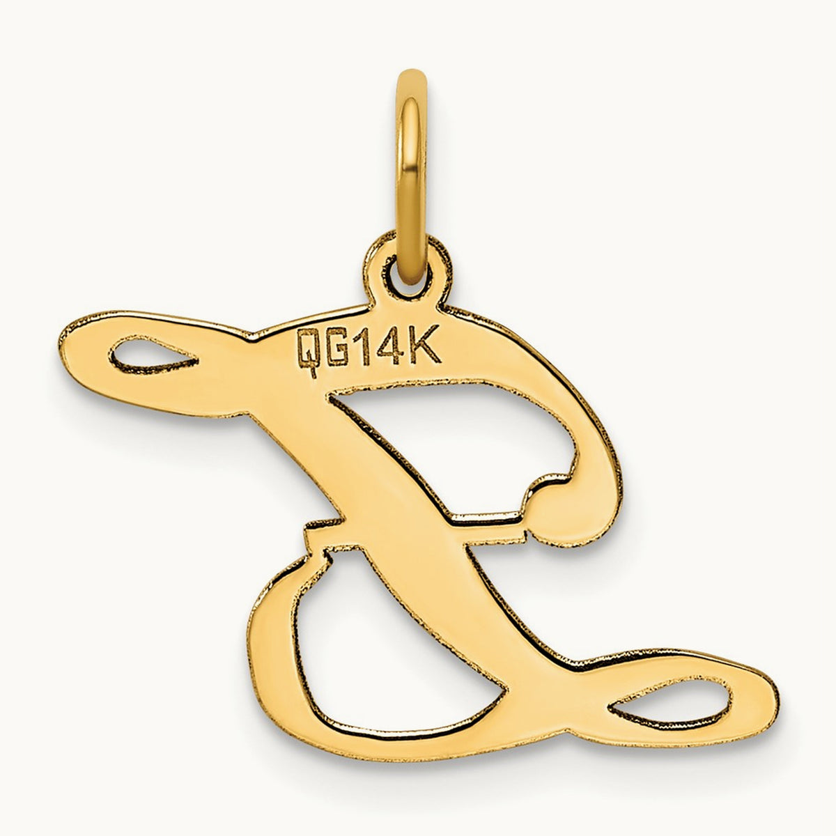 Medium Fancy Script Initial Charm — 14K Yellow Gold, Z