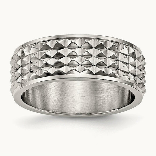 Polished Studded Band, 8mm, Stainless Steel
