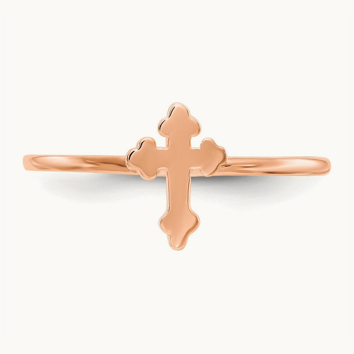 Polished Cross Ring — 14K Rose Gold