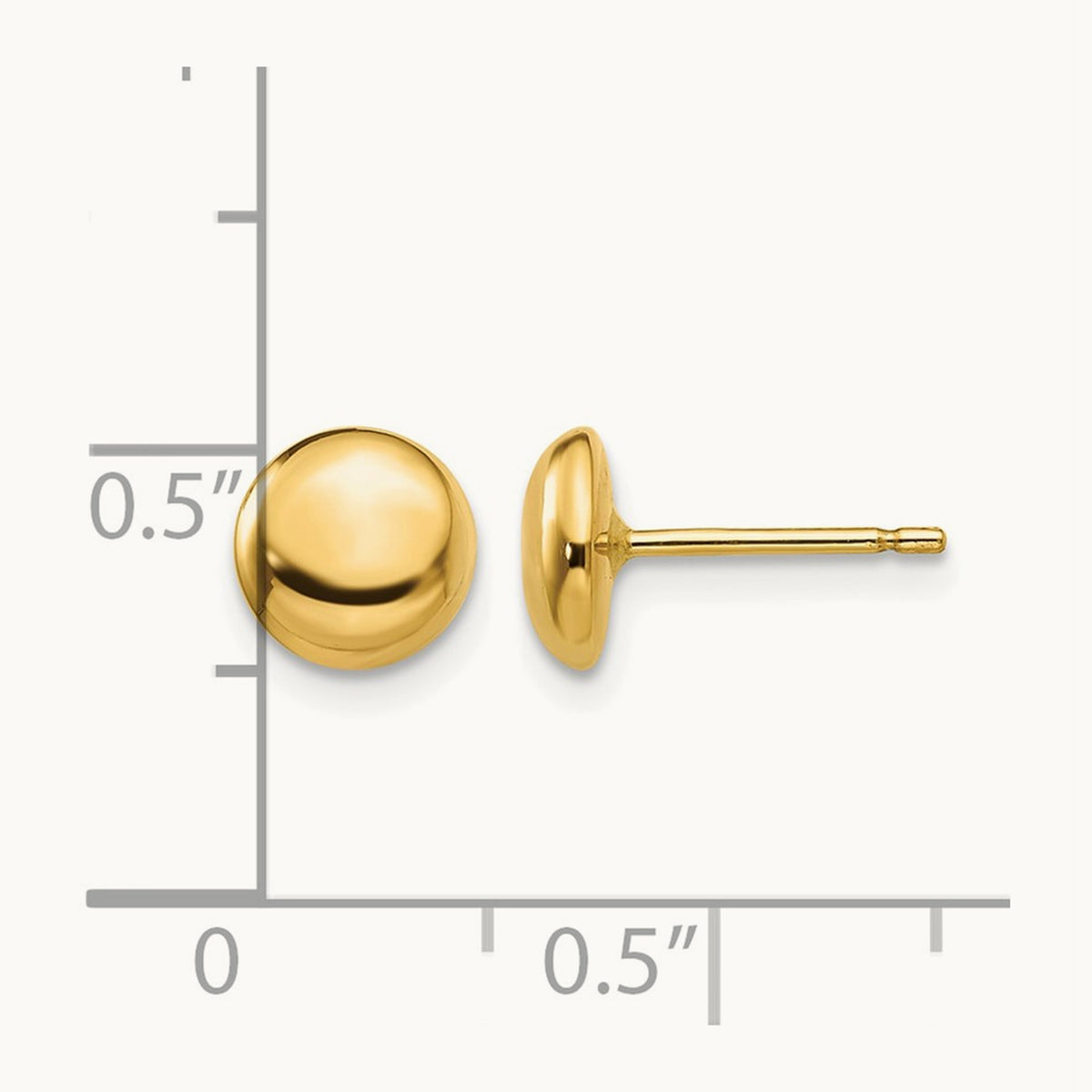 Polished Round Button Post Earrings — 7mm