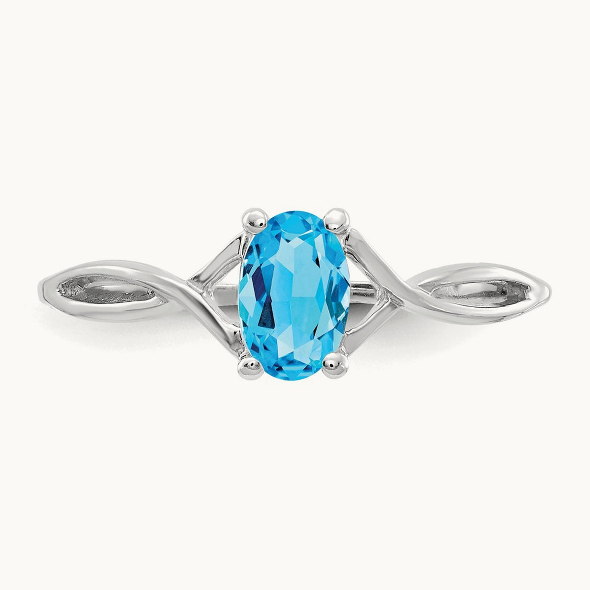 Blue Topaz Birthstone Ring, 14K White Gold
