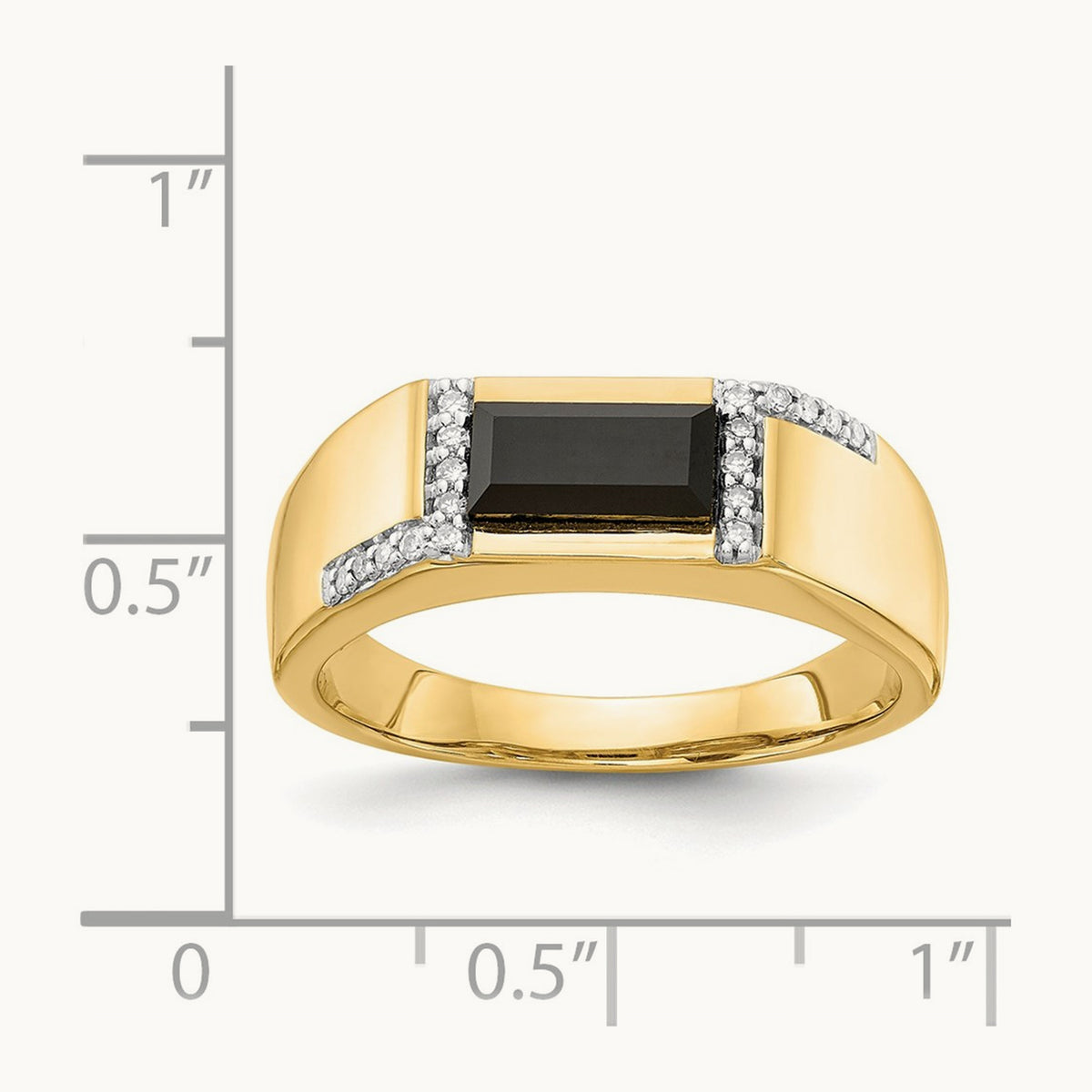 Onyx and Diamond Mens Ring, 14K