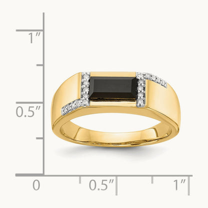 Onyx and Diamond Mens Ring, 14K
