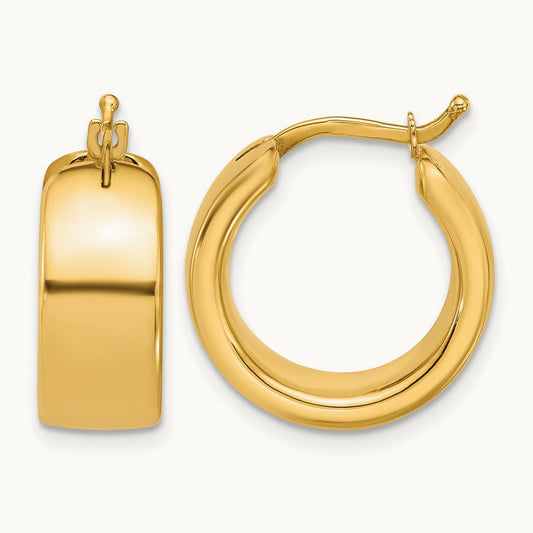 Polished Round Hoop Earrings — 14K Yellow Gold