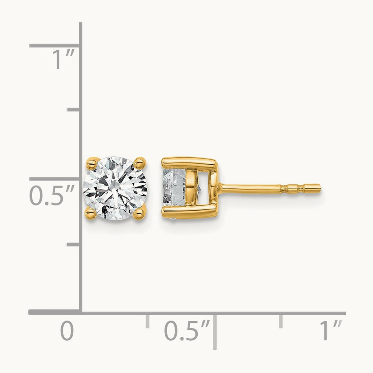 1/2ct Lab Grown Diamond VS+ F+ Round Complete Stud Earrings, 18K Yellow Gold