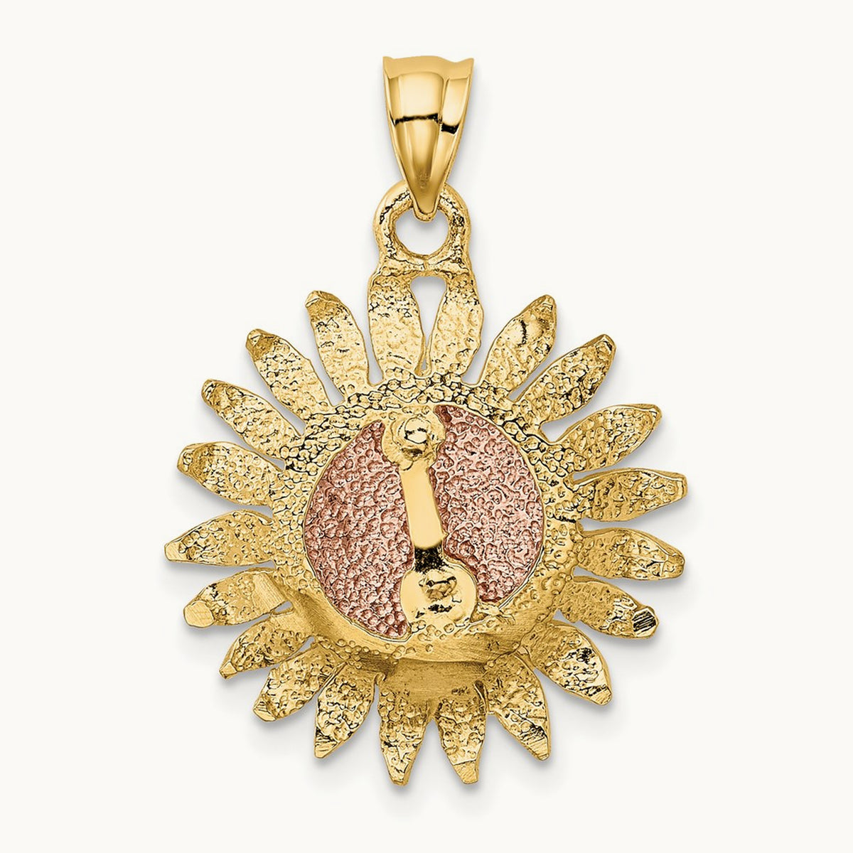 Polished Sunflower Pendant, 14K Two-tone