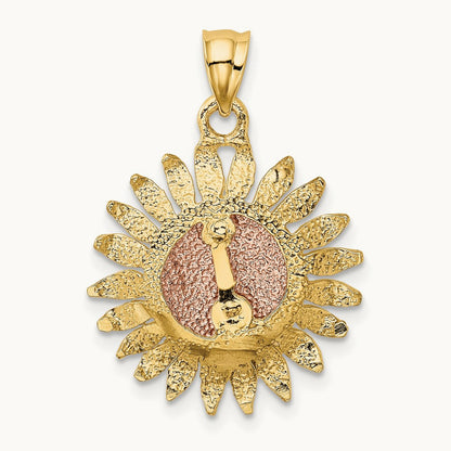 Polished Sunflower Pendant, 14K Two-tone