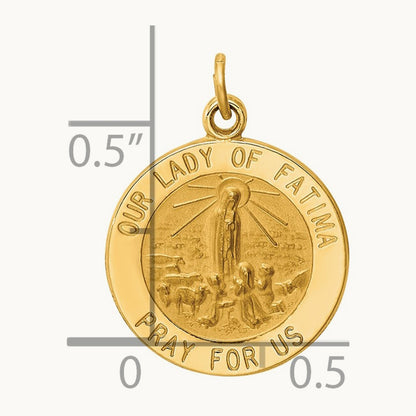 Our Lady of Fatima Medal Charm, 14K