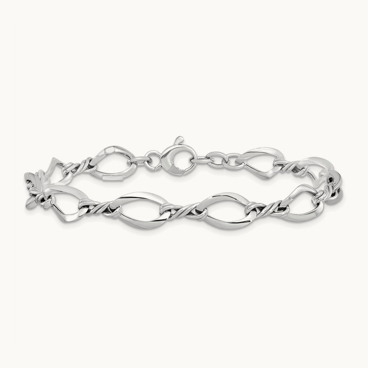 Fancy Link 7.5in Bracelet — 14K White Gold