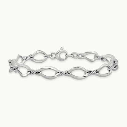 Fancy Link 7.5in Bracelet — 14K White Gold