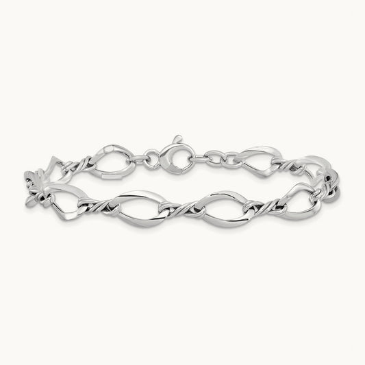 Fancy Link 7.5in Bracelet — 14K White Gold