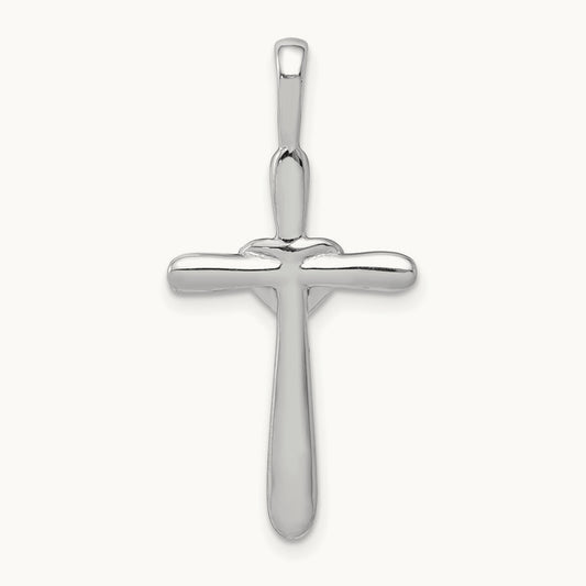 1/10ct. Diamond Cross w/Heart Pendant, 14K White Gold