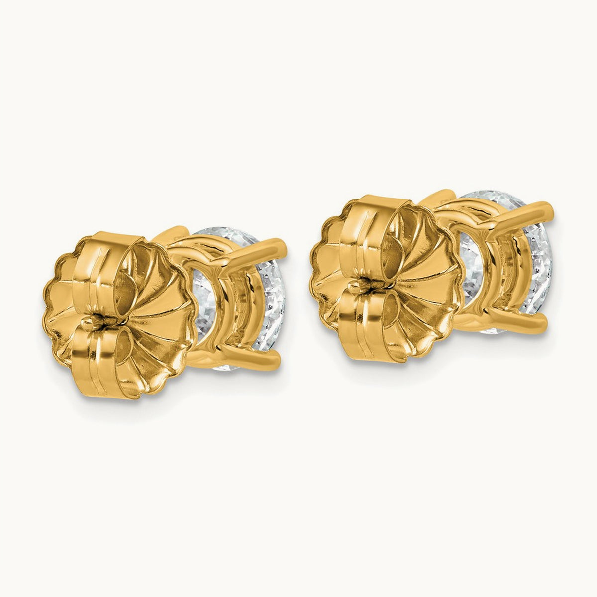 Round Lightweight Earrings, 0.25-6.00 ct tw Lab-Grown Diamond — 4 ct, 14K Yellow Gold