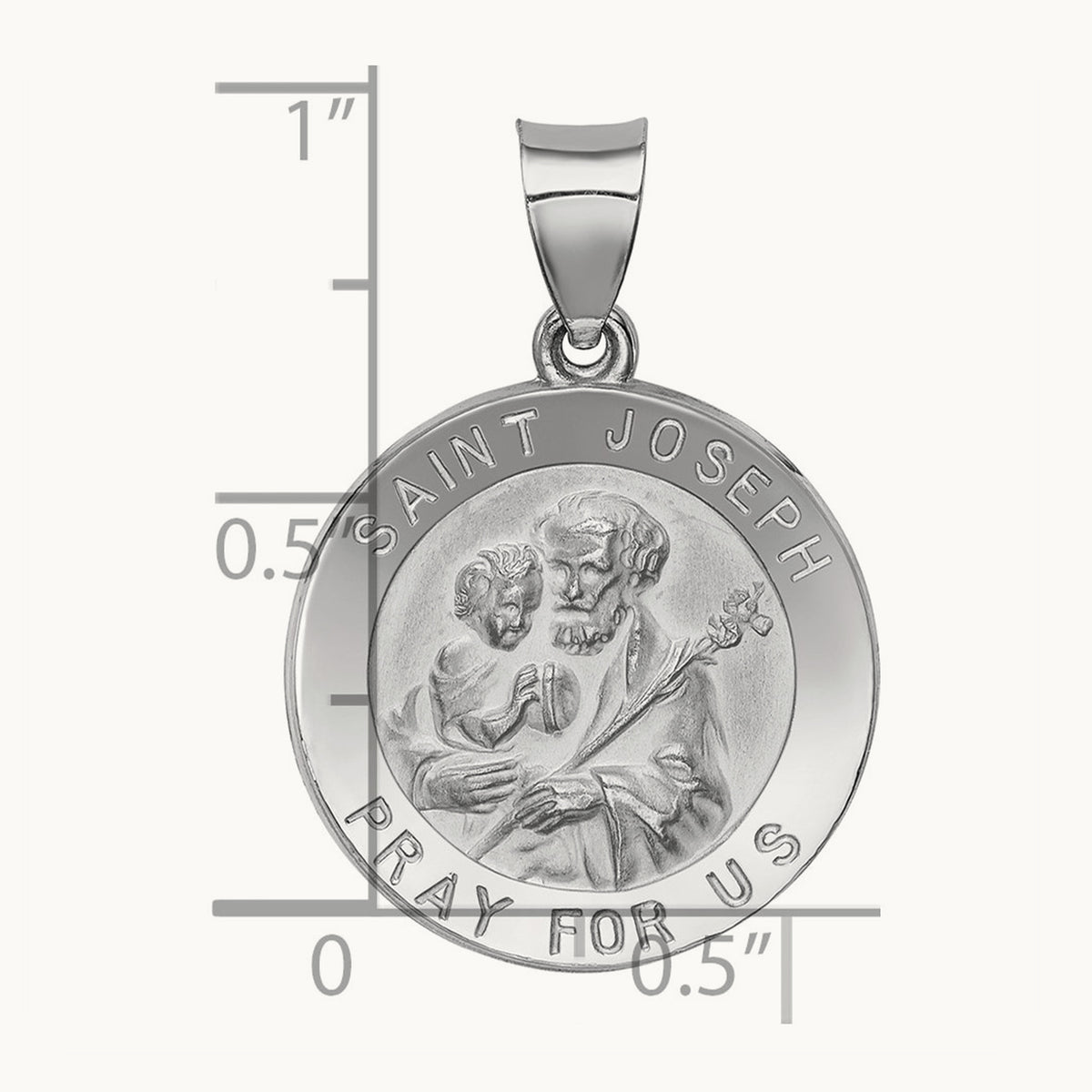 Polished and Satin St Joseph Medal Hollow Pendant — photo set