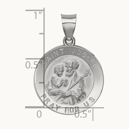 Polished and Satin St Joseph Medal Hollow Pendant — photo set