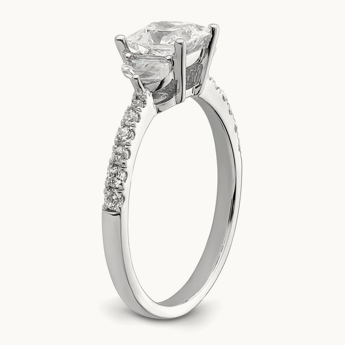 3 Stone Half Moon/Princess Semi-Mount Ring, 0.75 ct tw