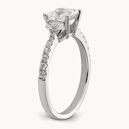 3 Stone Half Moon/Princess Semi-Mount Ring, 0.75 ct tw