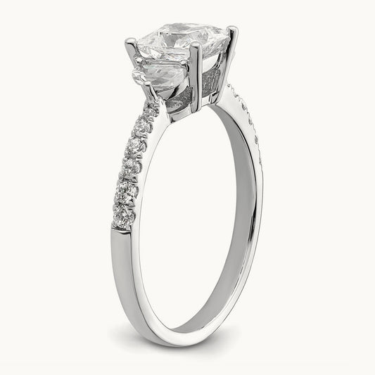 3 Stone Half Moon/Princess Semi-Mount Ring, 0.75 ct tw