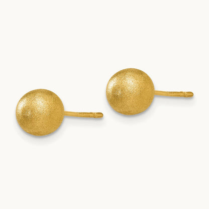 Satin Ball Post Earrings, 6mm, 14K