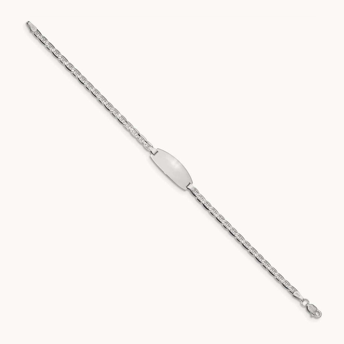 Oval Anchor ID Bracelet — 14K White Gold, 6mm