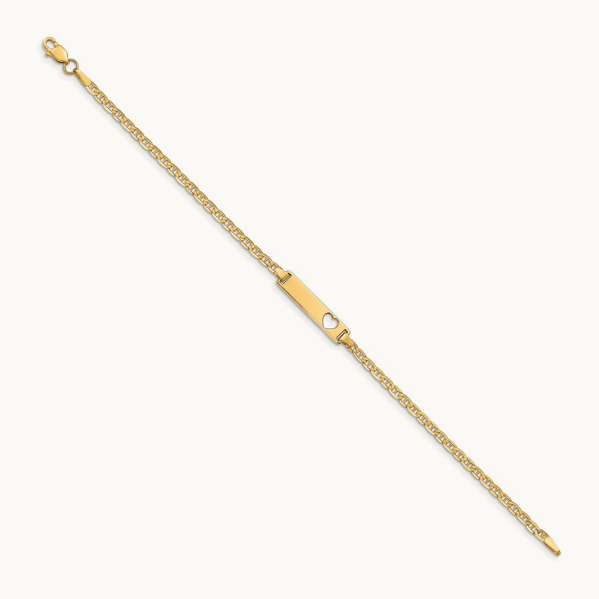 Cut-out Heart Anchor Link ID Bracelet — 7mm
