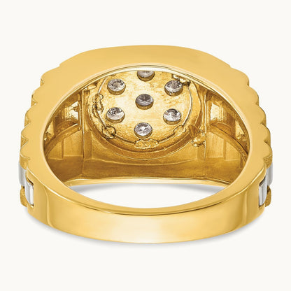 IBGoodman Men's Polished Satin Textured Dia Cluster Ring, 14K Two-tone
