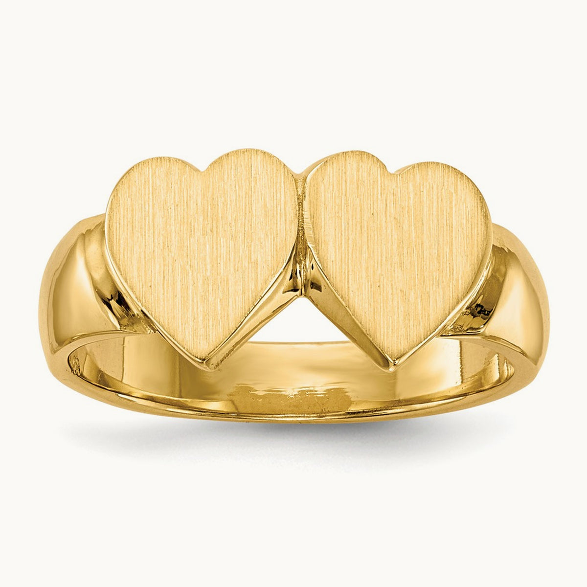 8.0x8. Closed Back Double Heart Signet Ring, 0mm, 14K