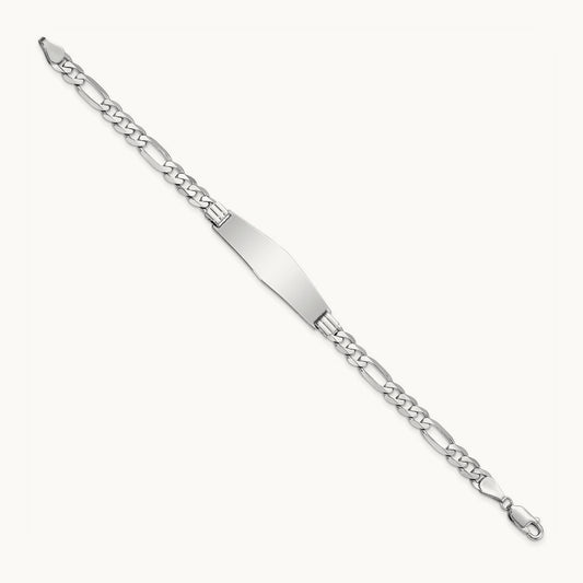 WG Figaro Link Soft Diamond Shape ID Bracelet, 14K