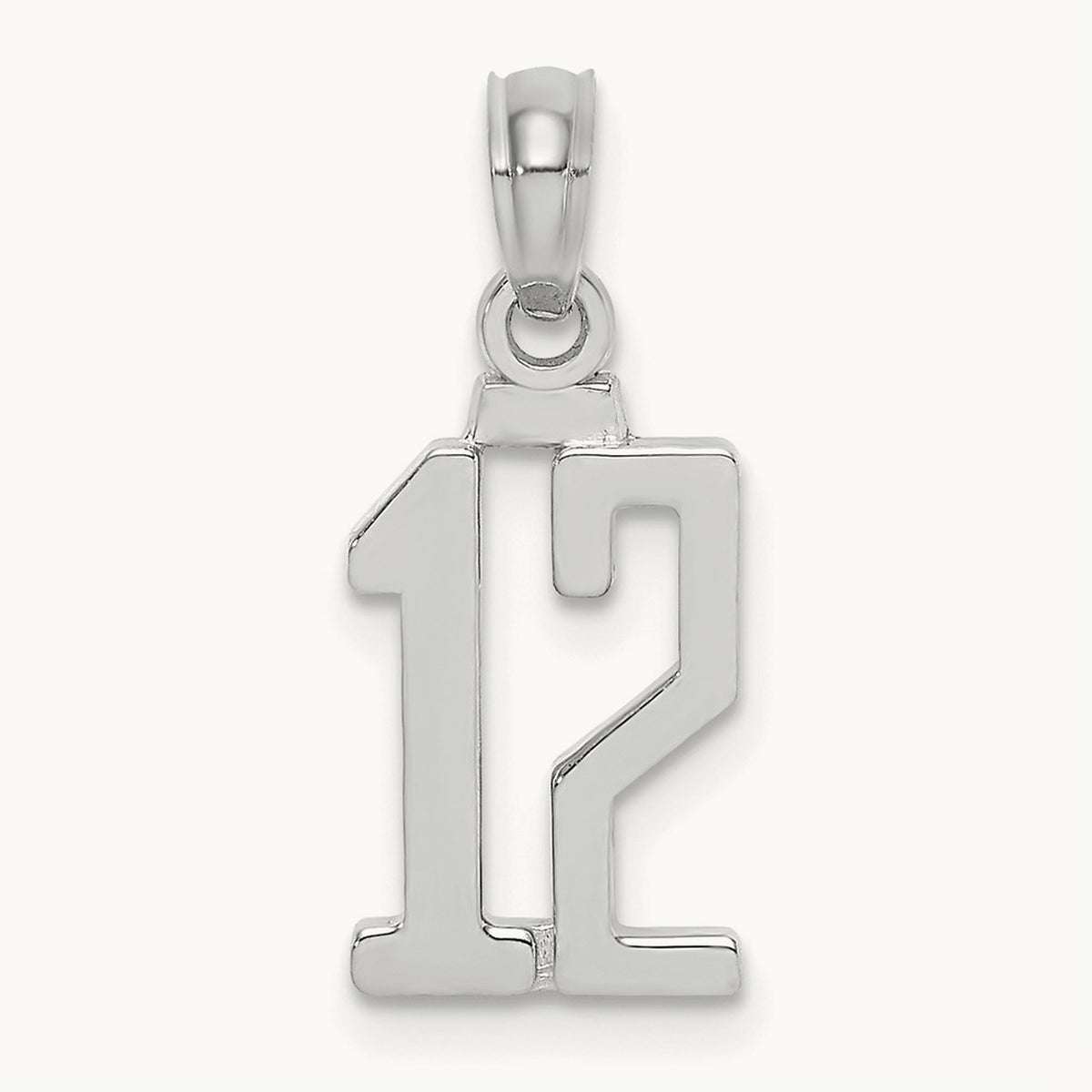 Polished Number 12 Pendant — 14K White Gold, 15mm