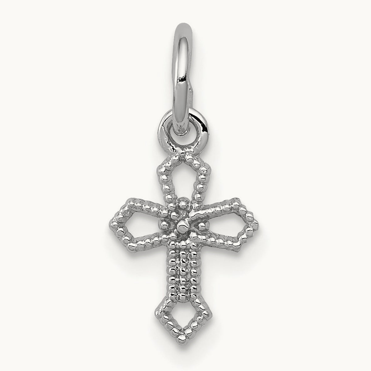 Passion Cross Charm — 14K White Gold