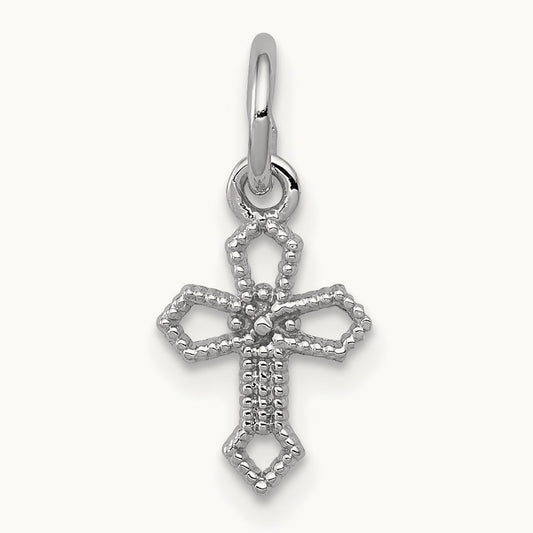 Passion Cross Charm — 14K White Gold