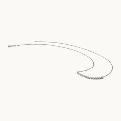 Diamond Curved Bar Necklace, 14K White Gold