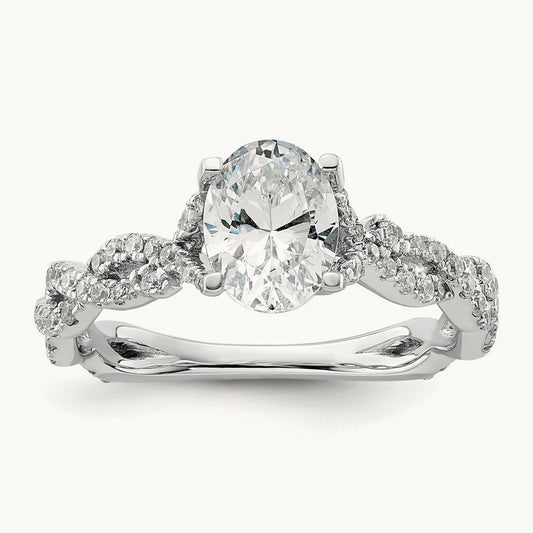 Oval Semi-Mount Engagement Ring, 0.50 ct tw Lab-Grown Diamond